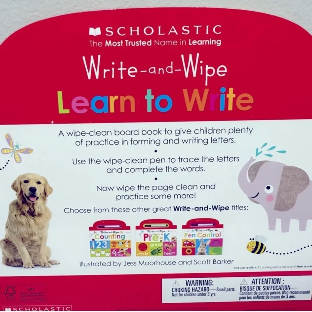 New! Scholastic Write-and-Wipe Learning Books - Counting & Write Alphabet